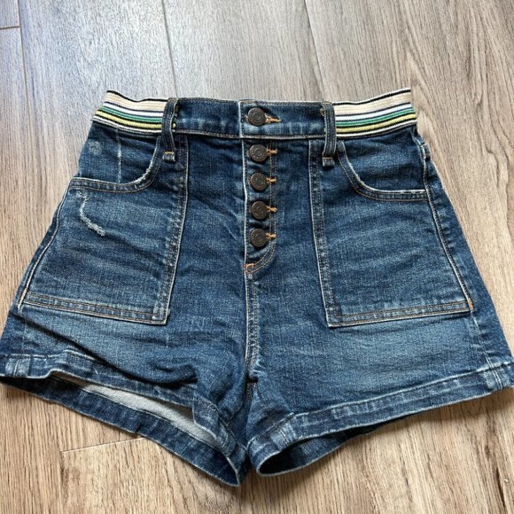 Veronica Beard Zynan Stripe Waist Denim Shorts Size 24 - Picture 4 of 9